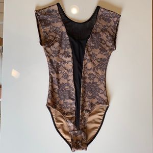 AMERICAN APPAREL Bodysuit w/ Sheer Mesh Insert NWOT